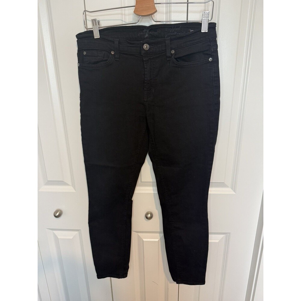 7 For All Mankind Women's cropped Gwenevere Skinny Jeans Size 30 Black